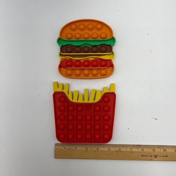 Pair of Push Popit Hamburger and Fries Pop Bubble Sensory Fidget ADHD Toy - Picture 3 of 3